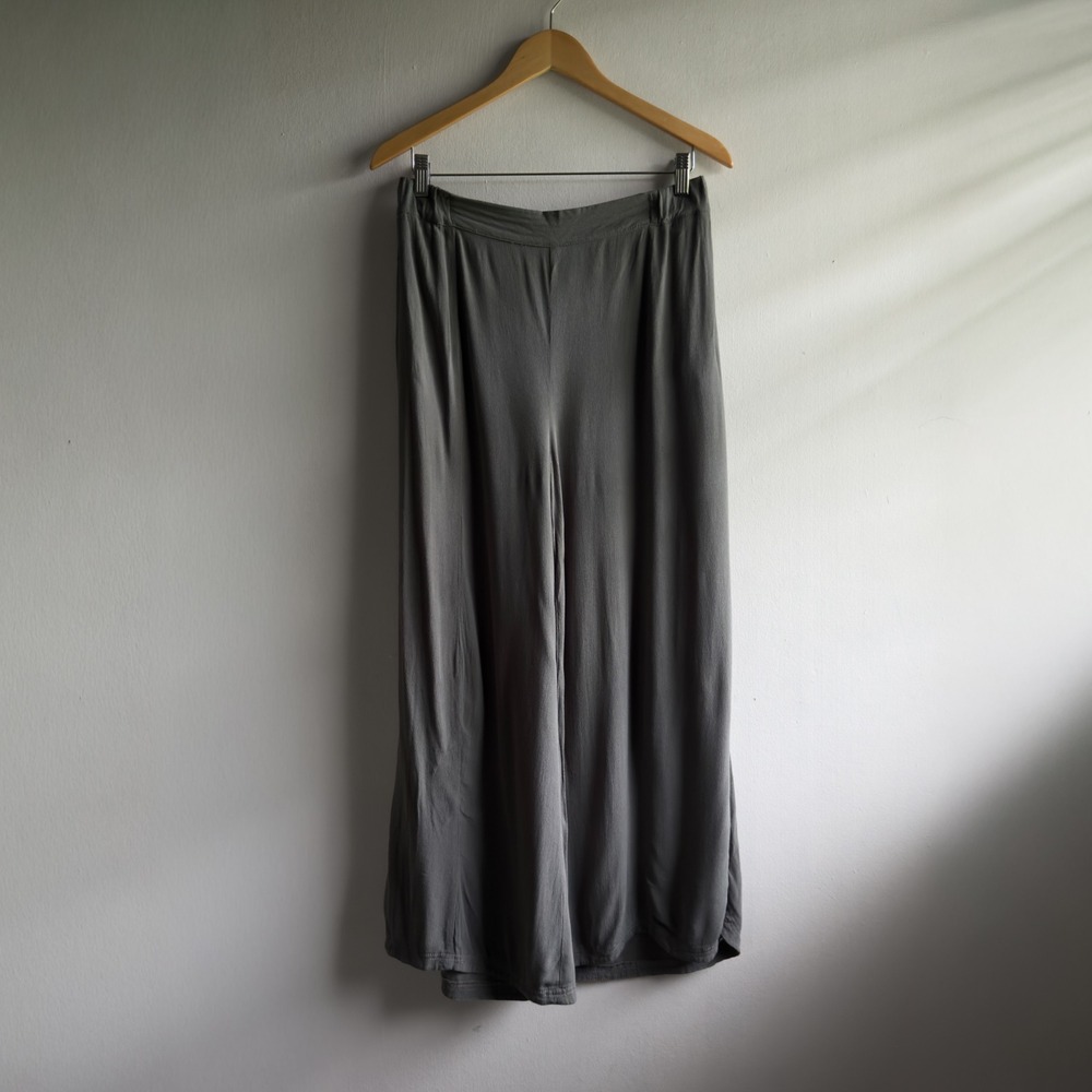 Ava Sky Fighting Eel Wide Leg Palazzo Pants Women Large Sage Green Boho Coastal